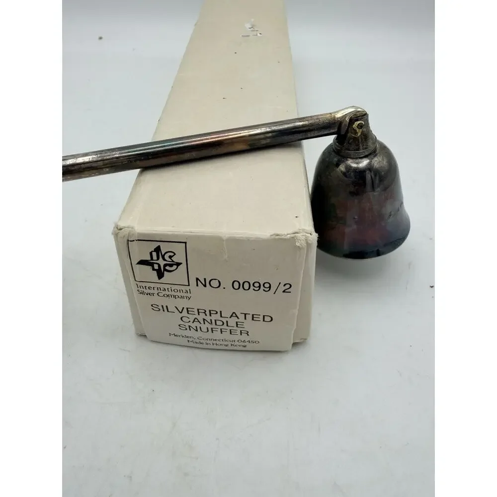 VTG SilverPlated Candle Snuffer Wooden Handled International Silver Co.